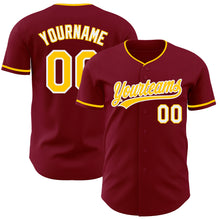 Charger l'image dans la galerie, Custom Crimson Yellow-White Authentic Baseball Jersey