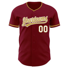 Загрузить изображение в средство просмотра галереи, Custom Crimson Old Gold-White Authentic Baseball Jersey