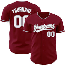 Load image into Gallery viewer, Custom Crimson White-Gray Authentic Baseball Jersey