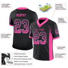 Загрузить изображение в средство просмотра галереи, Custom Black Pink-Light Blue Drift Fashion Football Jersey