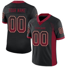 Load image into Gallery viewer, Custom Black Crimson-Cream Drift Fashion Football Jersey