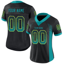Загрузить изображение в средство просмотра галереи, Custom Black Teal-Yellow Drift Fashion Football Jersey