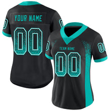 Load image into Gallery viewer, Custom Black Aqua-White Drift Fashion Football Jersey