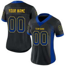 Load image into Gallery viewer, Custom Black Royal-Yellow Drift Fashion Football Jersey