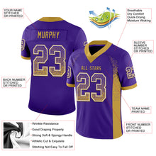 Load image into Gallery viewer, Custom Purple Old Gold-White Drift Fashion Football Jersey