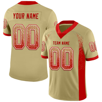 Custom Vegas Gold Red-White Drift Fashion Football Jersey