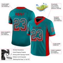 Load image into Gallery viewer, Custom Teal Red-White Drift Fashion Football Jersey