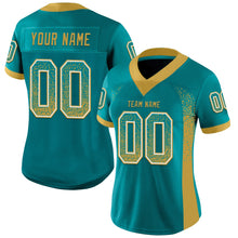 Загрузить изображение в средство просмотра галереи, Custom Teal Old Gold-White Drift Fashion Football Jersey