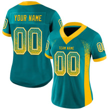 Charger l'image dans la galerie, Custom Teal Gold-White Drift Fashion Football Jersey