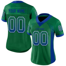 Load image into Gallery viewer, Custom Kelly Green Royal-White Drift Fashion Football Jersey