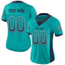 Загрузить изображение в средство просмотра галереи, Custom Aqua Navy-White Drift Fashion Football Jersey