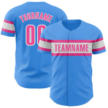Загрузить изображение в средство просмотра галереи, Custom Electric Blue Pink-White Authentic Baseball Jersey