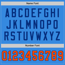 Load image into Gallery viewer, Custom Powder Blue Orange-Royal Mesh Authentic Throwback Football Jersey