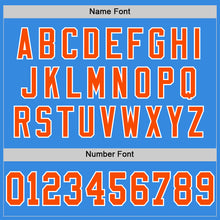 Load image into Gallery viewer, Custom Powder Blue Orange-White Mesh Authentic Throwback Football Jersey