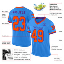 Laden Sie das Bild in den Galerie-Viewer, Custom Powder Blue Orange-Purple Mesh Authentic Throwback Football Jersey