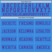 Laden Sie das Bild in den Galerie-Viewer, Custom Powder Blue Orange-Purple Mesh Authentic Throwback Football Jersey