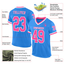 Laden Sie das Bild in den Galerie-Viewer, Custom Powder Blue Pink-White Mesh Authentic Throwback Football Jersey