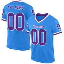 Загрузить изображение в средство просмотра галереи, Custom Powder Blue Purple-White Mesh Authentic Throwback Football Jersey