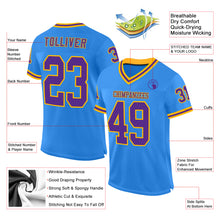 Загрузить изображение в средство просмотра галереи, Custom Powder Blue Purple-Gold Mesh Authentic Throwback Football Jersey