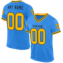Charger l'image dans la galerie, Custom Powder Blue Gold-Black Mesh Authentic Throwback Football Jersey