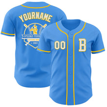 Загрузить изображение в средство просмотра галереи, Custom Electric Blue White-Yellow Authentic Baseball Jersey