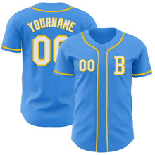 Загрузить изображение в средство просмотра галереи, Custom Electric Blue White-Yellow Authentic Baseball Jersey