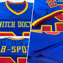 Загрузить изображение в средство просмотра галереи, Custom Royal Red-Gold Mesh Authentic Throwback Football Jersey