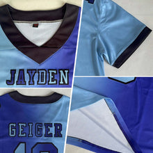 Load image into Gallery viewer, Custom Purple Light Blue-Black Authentic Gradient Fashion Football Jersey