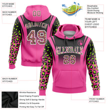Laden Sie das Bild in den Galerie-Viewer, Custom Stitched Black Pink-Neon Green Fade Fashion Leopard Print Sports Pullover Sweatshirt Hoodie