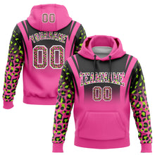 Laden Sie das Bild in den Galerie-Viewer, Custom Stitched Black Pink-Neon Green Fade Fashion Leopard Print Sports Pullover Sweatshirt Hoodie