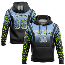 Загрузить изображение в средство просмотра галереи, Custom Stitched Light Blue Black-White Fade Fashion Leopard Print Sports Pullover Sweatshirt Hoodie