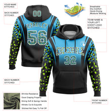 Load image into Gallery viewer, Custom Stitched Sky Blue Black-White Fade Fashion  Leopard Print Sports Pullover Sweatshirt Hoodie
