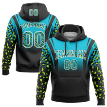 Load image into Gallery viewer, Custom Stitched Lakes Blue Black-White Fade Fashion Leopard Print Sports Pullover Sweatshirt Hoodie