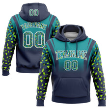Загрузить изображение в средство просмотра галереи, Custom Stitched Teal Navy-White Fade Fashion Leopard Print Sports Pullover Sweatshirt Hoodie