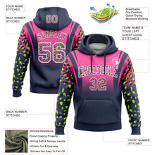 Загрузить изображение в средство просмотра галереи, Custom Stitched Pink Navy-White Fade Fashion Leopard Print Sports Pullover Sweatshirt Hoodie