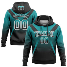 Laden Sie das Bild in den Galerie-Viewer, Custom Stitched Teal Black-White Fade Fashion Arrow Sports Pullover Sweatshirt Hoodie