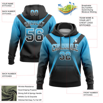Custom Stitched Sky Blue Black-White Fade Fashion Arrow Sports Pullover Sweatshirt Hoodie
