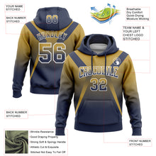 Load image into Gallery viewer, Custom Stitched Old Gold Navy-White Fade Fashion Arrow Sports Pullover Sweatshirt Hoodie