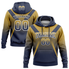 Load image into Gallery viewer, Custom Stitched Old Gold Navy-White Fade Fashion Arrow Sports Pullover Sweatshirt Hoodie