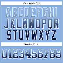 Laden Sie das Bild in den Galerie-Viewer, Custom Stitched Light Blue Navy-White Fade Fashion Arrow Sports Pullover Sweatshirt Hoodie