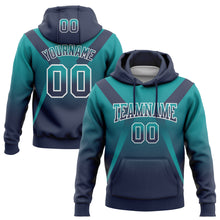 Laden Sie das Bild in den Galerie-Viewer, Custom Stitched Teal Navy-White Fade Fashion Arrow Sports Pullover Sweatshirt Hoodie