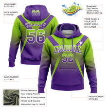 Laden Sie das Bild in den Galerie-Viewer, Custom Stitched Neon Green Purple-White Fade Fashion Arrow Sports Pullover Sweatshirt Hoodie