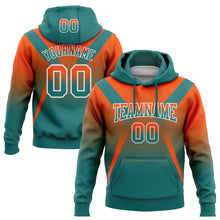 Laden Sie das Bild in den Galerie-Viewer, Custom Stitched Orange Teal-White Fade Fashion Arrow Sports Pullover Sweatshirt Hoodie