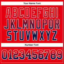 Laden Sie das Bild in den Galerie-Viewer, Custom Stitched Fire Red Navy-White Fade Fashion Arrow Sports Pullover Sweatshirt Hoodie