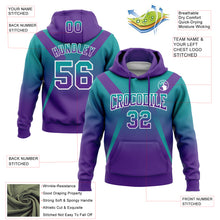 Charger l'image dans la galerie, Custom Stitched Teal Purple-White Fade Fashion Arrow Sports Pullover Sweatshirt Hoodie