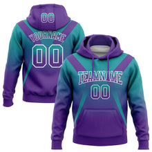 Charger l'image dans la galerie, Custom Stitched Teal Purple-White Fade Fashion Arrow Sports Pullover Sweatshirt Hoodie