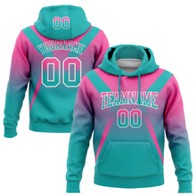 Laden Sie das Bild in den Galerie-Viewer, Custom Stitched Pink Aqua-White Fade Fashion Arrow Sports Pullover Sweatshirt Hoodie