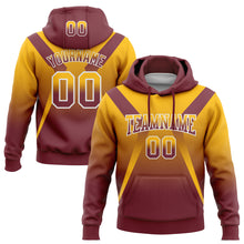 Charger l'image dans la galerie, Custom Stitched Gold Burgundy-White Fade Fashion Arrow Sports Pullover Sweatshirt Hoodie