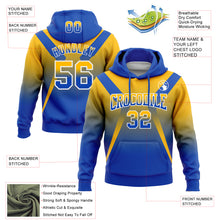 Charger l'image dans la galerie, Custom Stitched Gold Thunder Blue-White Fade Fashion Arrow Sports Pullover Sweatshirt Hoodie