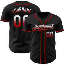 Laden Sie das Bild in den Galerie-Viewer, Custom Black White-Red Authentic Fade Fashion Baseball Jersey